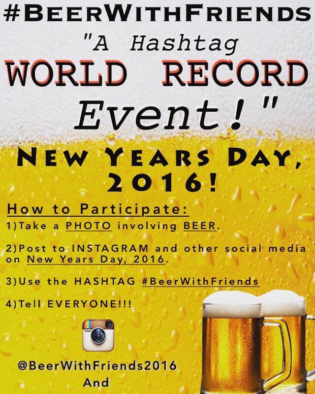 BWF2016's tweet image. #Retweet and SHARE THIS PHOTO! #BeerWithFriends #NewYearsEve #newyearsday #NewYearsDayParade #newyear #worldrecord
