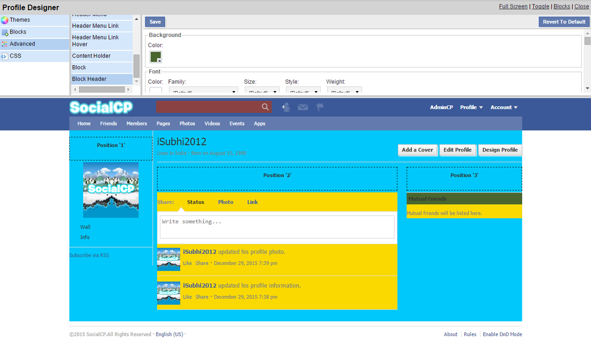 SocialCPOnline's tweet image. Design your profile and show it off to your friend mine is pretty bad #ProjectAdvance