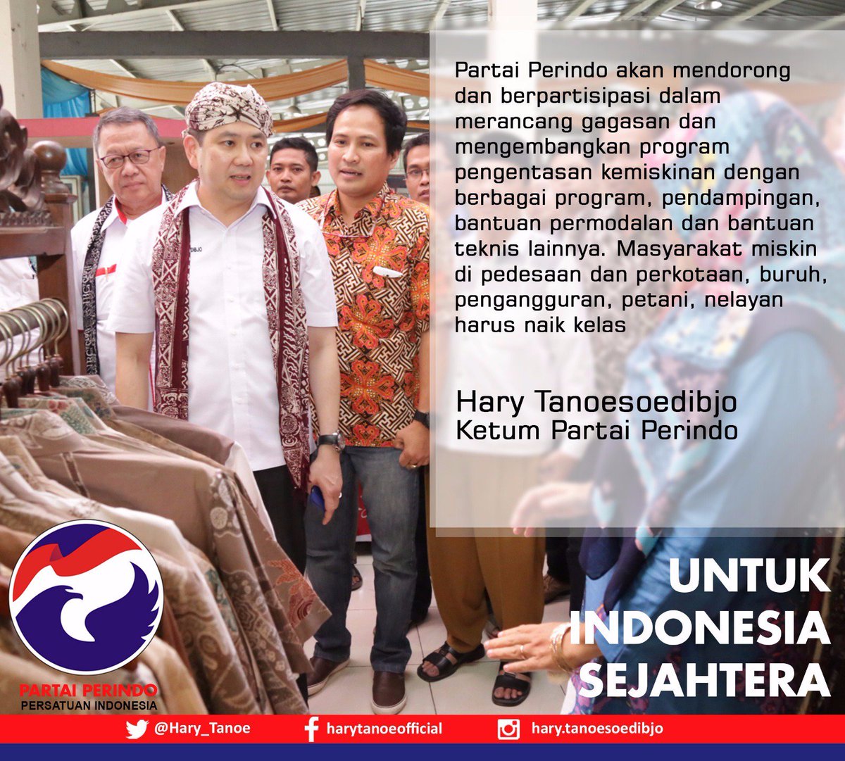 Partai Perindo mendorong dan berpartisipasi dalam merancang gagasan dan mengembangkan program pengentasan kemiskinan