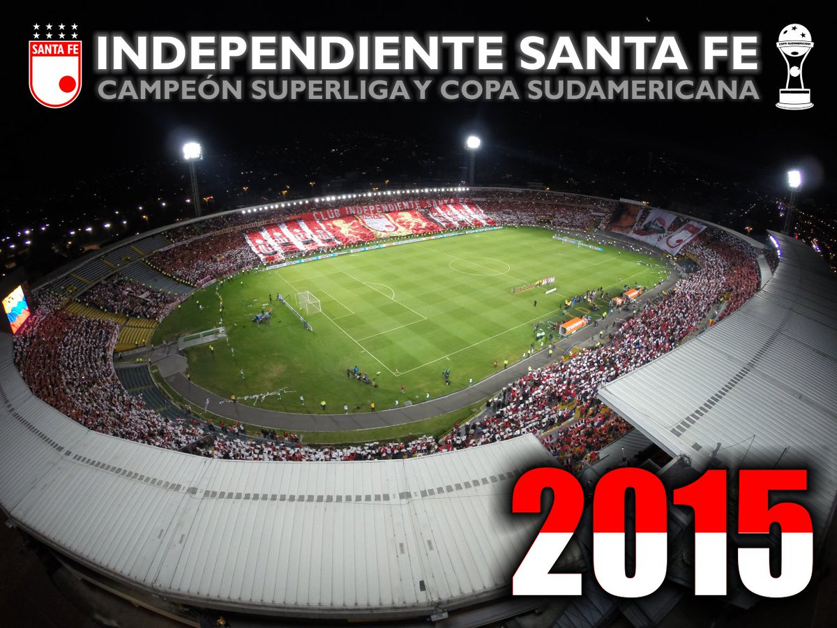 SantaFe's tweet photo. En el primer y último partido del Campín en 2015, levantamos copas. Maravilloso año, en 2016 ¡#VamosPorMás! https://t.co/AqHyeREIpQ