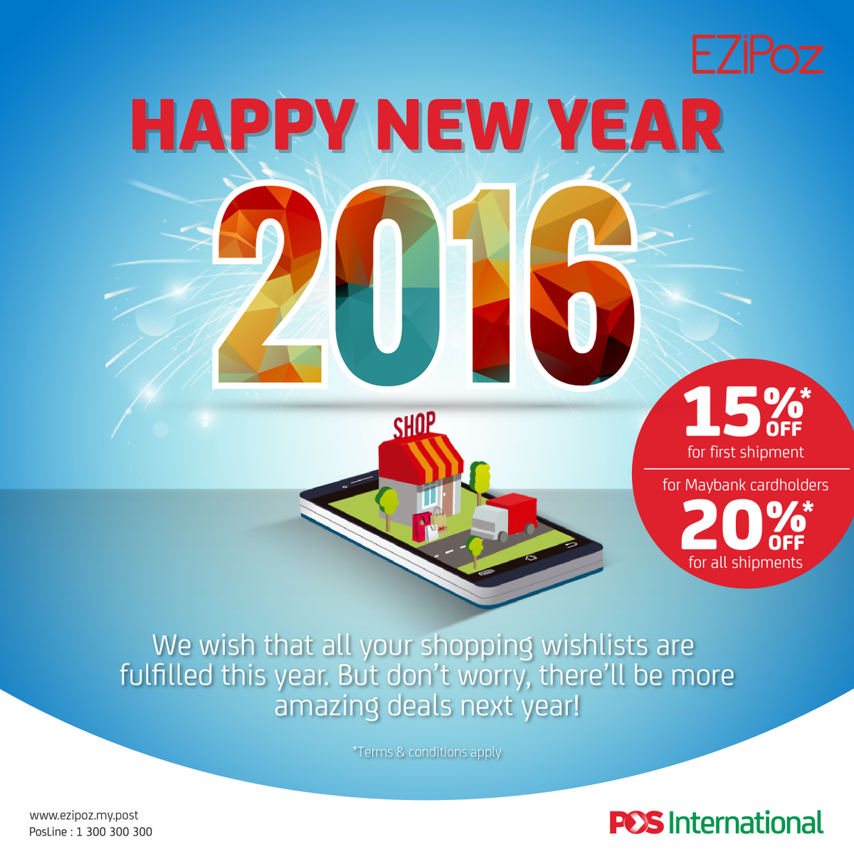 posmalaysia's tweet photo. EziPoz wants you to start your 2016 with a bang. Happy New Year! https://t.co/t7olbN1P1d #ezipoz https://t.co/9g7Mjq8xh6