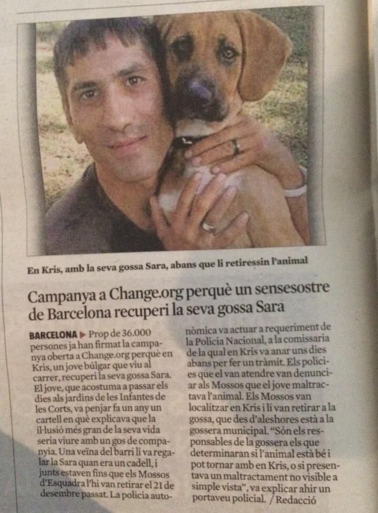 ayuda_kris's tweet photo. Hola! Hoy nos levantamos con la noticia que @LaVanguardiaCAT ha dedicado a la situación de Kris y Sara :) #ayudakris https://t.co/rCBhOxsWQZ