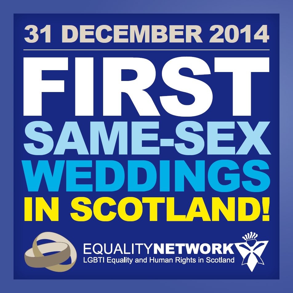 LGBTIScotland's tweet photo. A year ago today we were celebrating with couples across Scotland as the first same-sex weddings took place! https://t.co/Oxfh1R8Scs