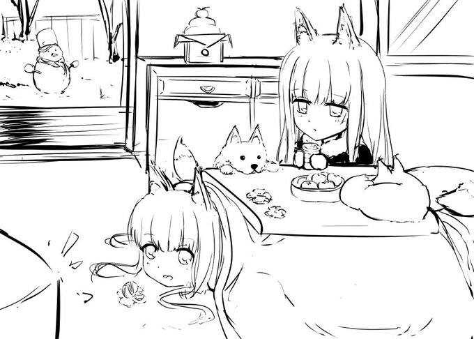 年賀絵…?落書きでお茶を濁す 
