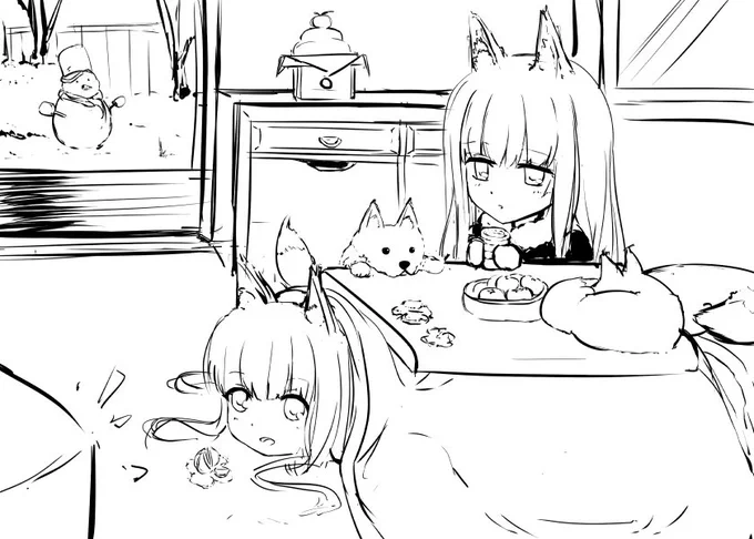 年賀絵…?落書きでお茶を濁す 