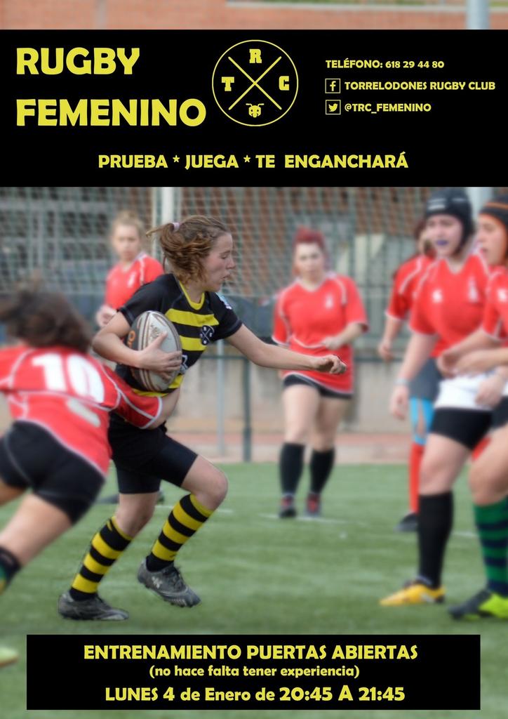 TorreRugby's tweet photo. Rugby Femenino para comenzar el año 2016. Prueba un nuevo deporte lleno de emociones! Puertas abiertas el 4  Enero. https://t.co/g1oft9FmYg