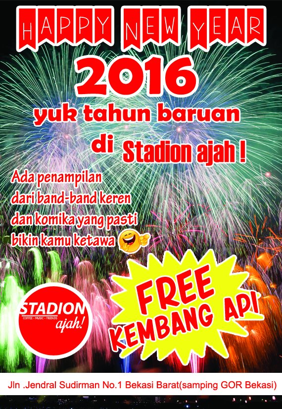 stadionajah's tweet photo. yang malam tahun baruan bingung cari tempat tongkrongan yang asik and fun datang ajah ke CAFE STADION AJAH!! https://t.co/UsICJdL232