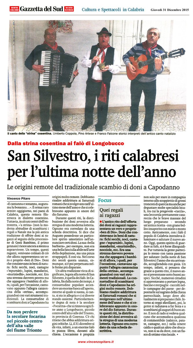 laltracalabria's tweet photo. #Calabria, dalla #strina alla #focarina di #Longobucco. Vincenzo #Pitaro, oggi su Gazzetta del Sud @Journalist_vp https://t.co/FYMpLBTAeq