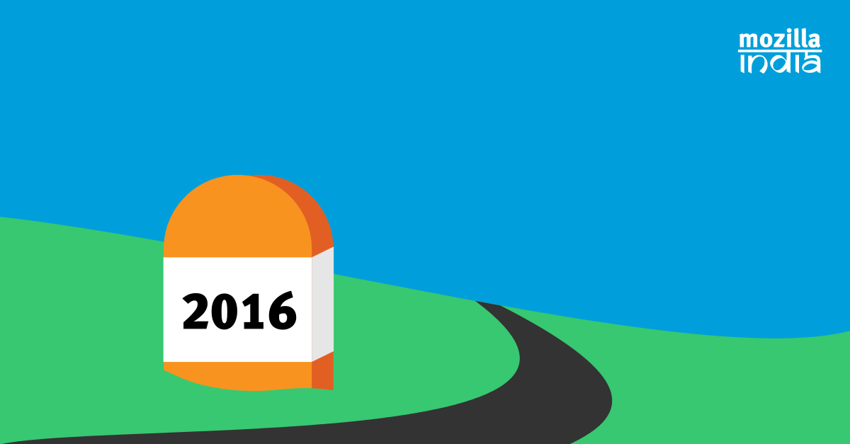 MozillaIN's tweet photo. Onwards to 2016 by challenging the threats to the open Web. #HappyNewYear to all our contributors, fans and users. https://t.co/VNrNT3BkkC