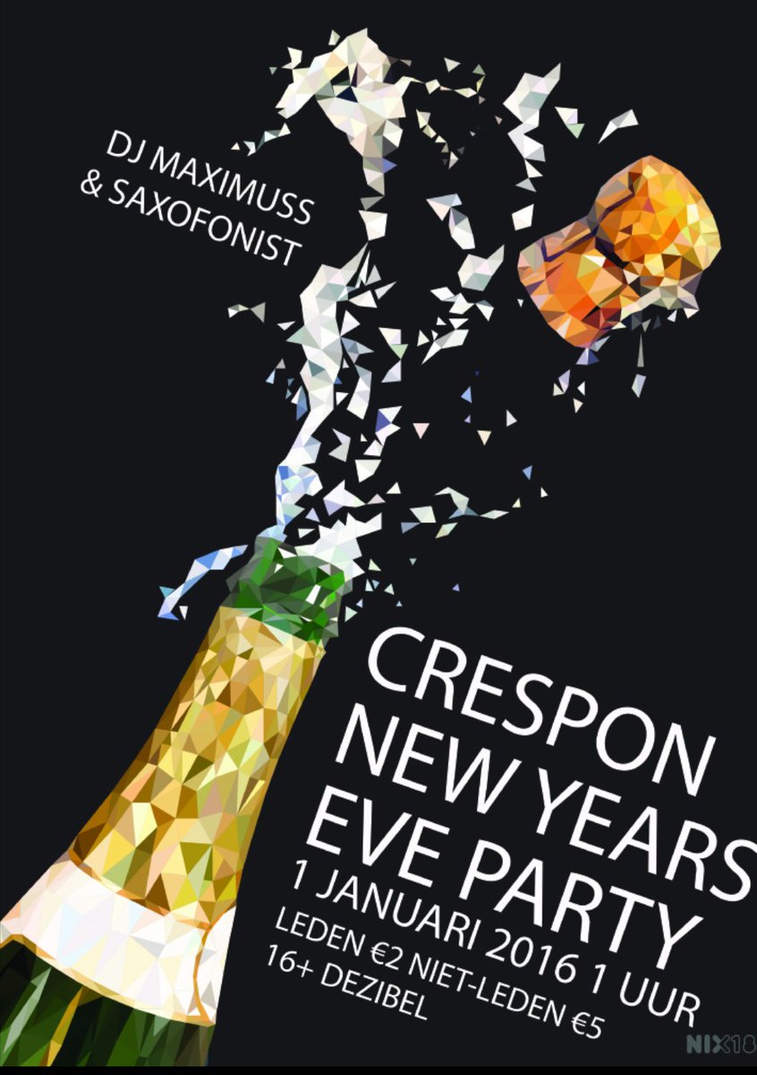 Vier Oud&amp;Nieuw bij de Crespon. Vanaf 1 uur zullen we de deuren open gooien en doorgaan tot in de vroege uurtjes!