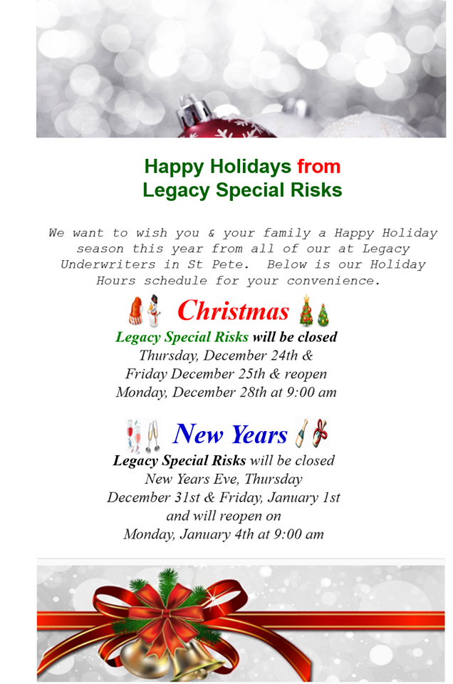 LegacyRisks's tweet photo. @LegacyRisks will be closed until Monday. #NewYearsEve #legacyspecialrisks https://t.co/PSMuzcdrCr https://t.co/aqjrpPXN2T