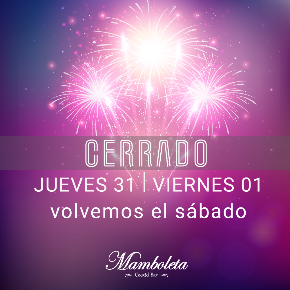 Queridos amigos, nos vamos a recibir el año nuevo. ¡Volvemos el sábado! ;)