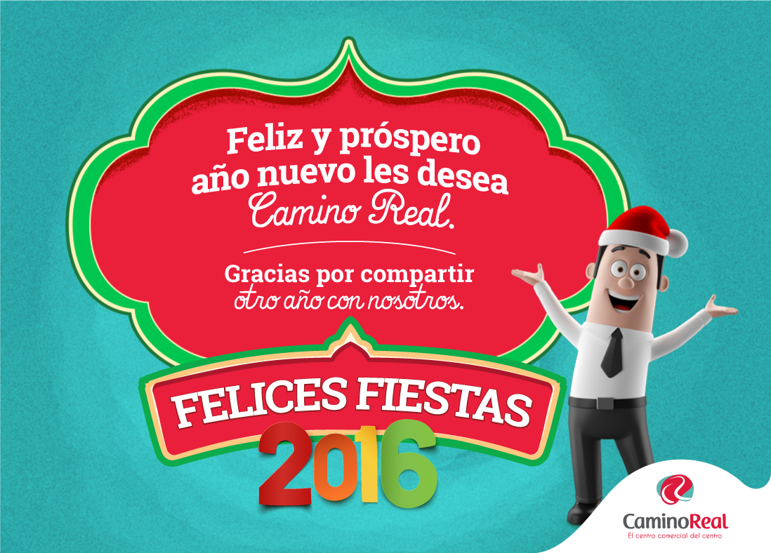 CaminoRealCC's tweet photo. ¡Deseamos que se cumplan sus propósitos! Gracias por ser parte de la familia Camino Real #Feliz2016 https://t.co/jQ4Vtjgc0t