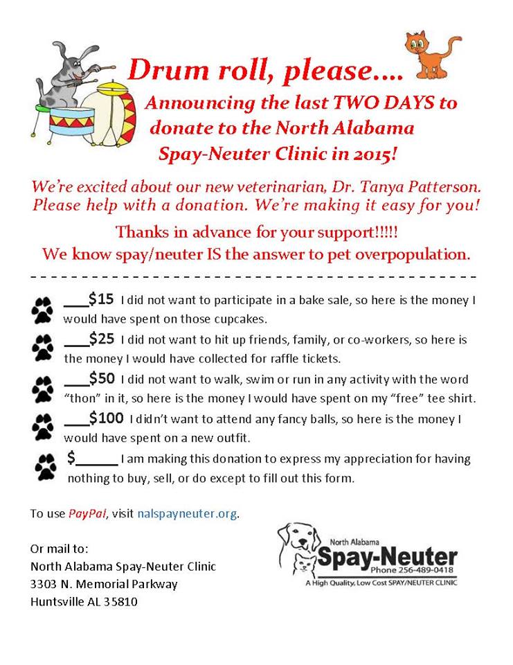 RocketCityDogs's tweet photo. The North Alabama Spay-Neuter Clinic is looking to open it's doors again. https://t.co/iJWgeHKouZ  Can you help? https://t.co/k3cZUqe2mH