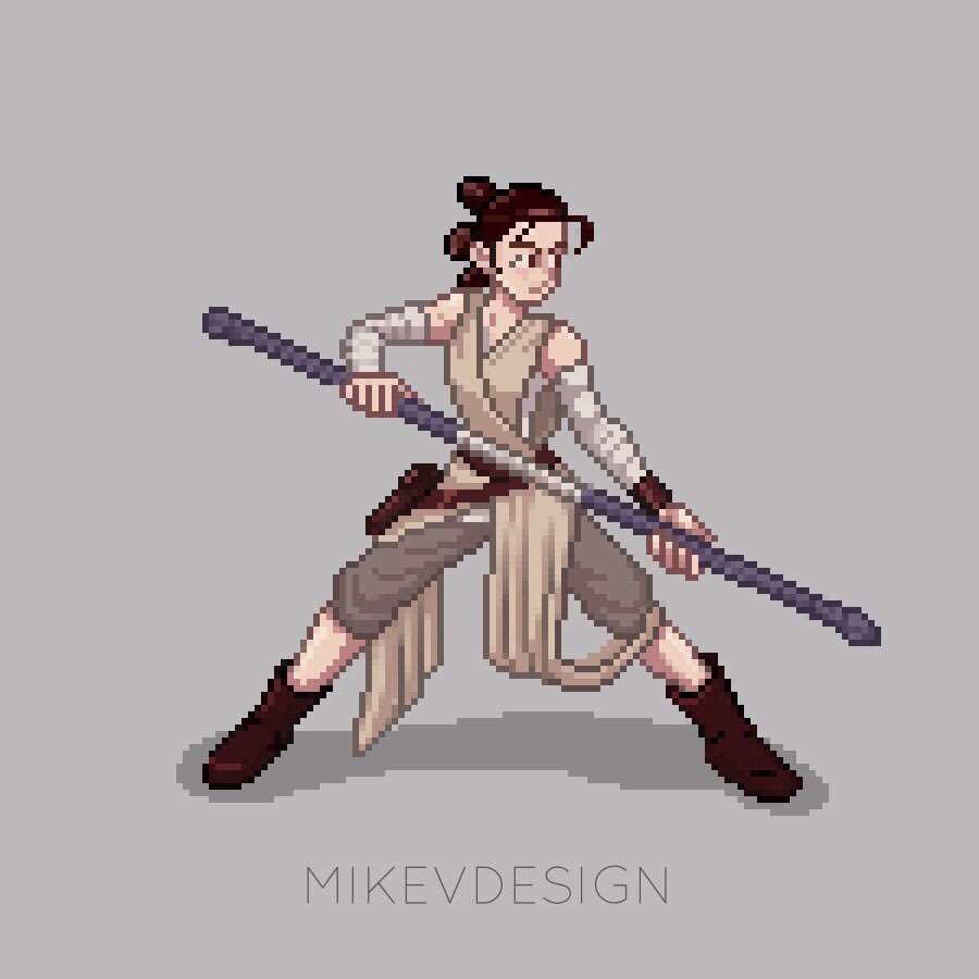 mikevdesign's tweet photo. #Rey #starwarsvscapcom #theforceawakens #pixelart https://t.co/Qfc3QrHaWy