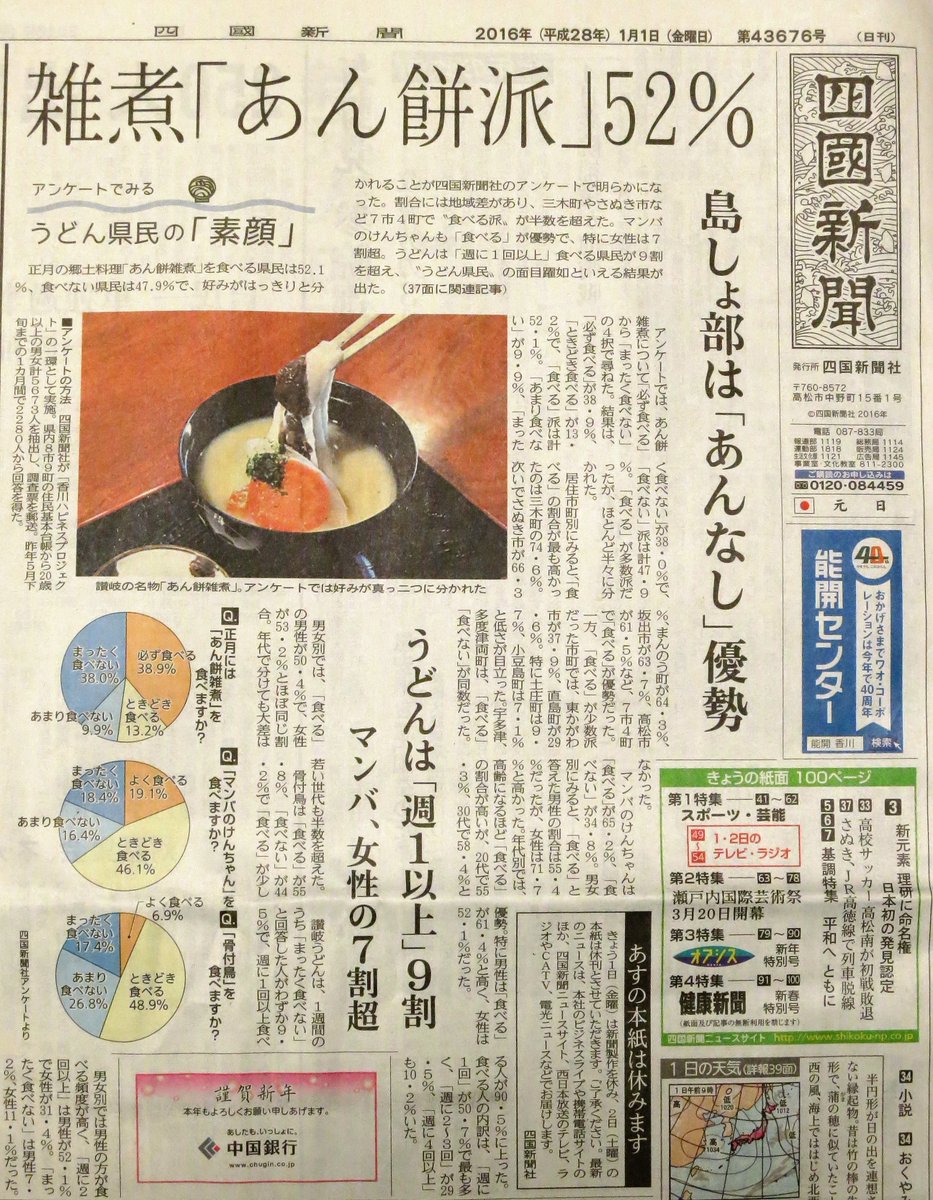 四国新聞の第一面 雑煮あん餅派52 他県民 そんな事より マンバのけんちゃんを食べますか って何 Togetter 四国新聞の第一面 雑煮あん餅派52 他県民 そんな事より マンバのけんちゃんを食べますか って何 Togetter