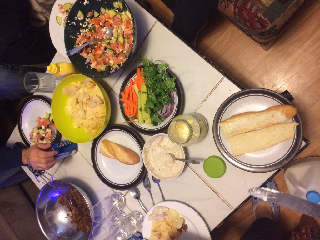 Akitron's tweet photo. Banh mi for dinner and a mash marathon on tv ✌🏼️ #cleaningbreak https://t.co/oxjbjltTOR