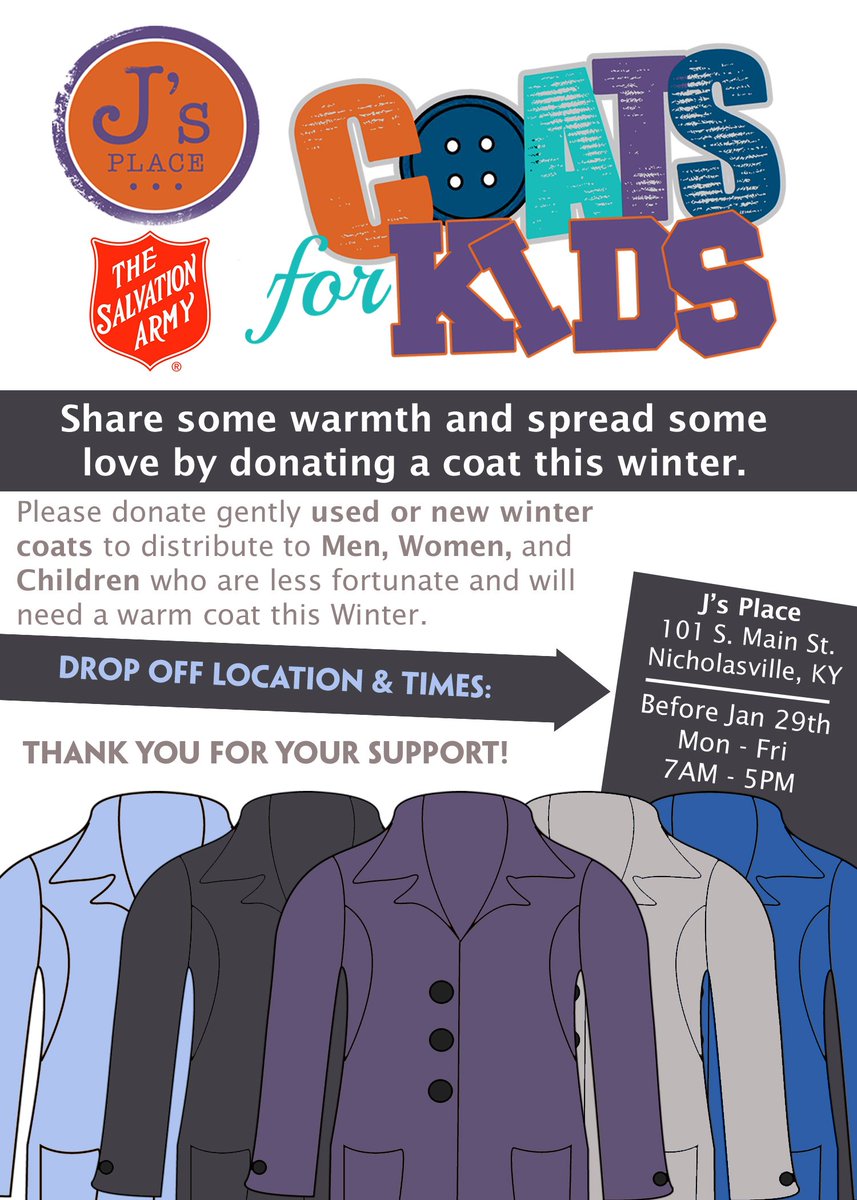 SAJCSU's tweet image. Appreciate the great folks @ @jsplaceonmain! They're kicking off a Coat Drive to help those in need #JessamineCounty