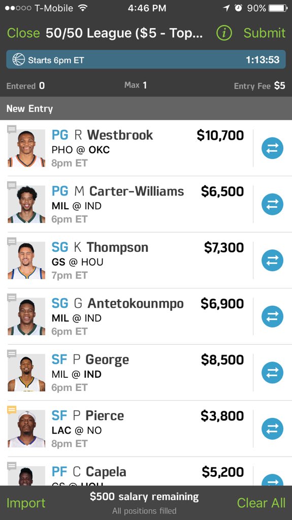 DFScashking's tweet photo. #fanduel #main #dfs https://t.co/GU0ZMb0EyG