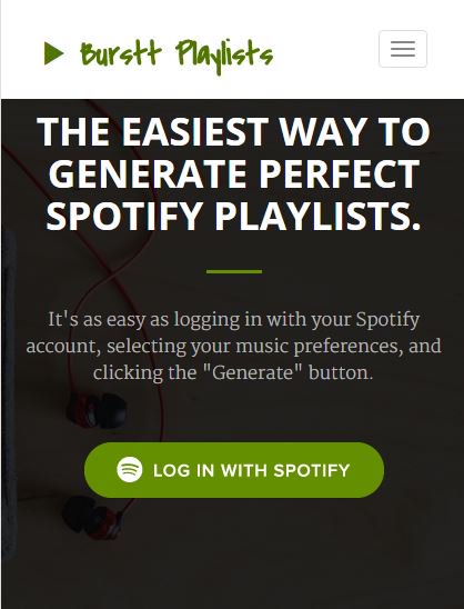 bursttplaylists's tweet image. I created Burstt to help generate Spotify playlists on the fly. Pls let me know ur thoughts! burstt.com
