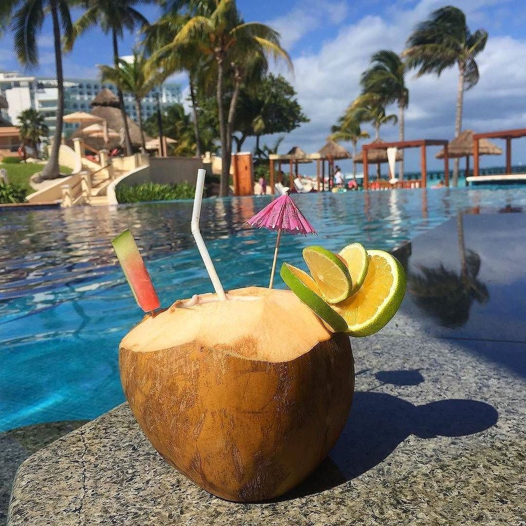 yucatango's tweet photo. Sometimes you just need a drink served in a coconut to relax. #Cancun #Mexico #Travel. https://t.co/bxFFnv2ApZ https://t.co/XWYyvjsYlL