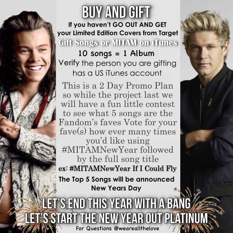 weareallthelove's tweet photo. EVERYTHING WE STREAM GIFT AND BUY STILL COUNTS
Don't stop
#MITAMNewYear #VideoMTVStars One Direction https://t.co/vqxrNxa8YC