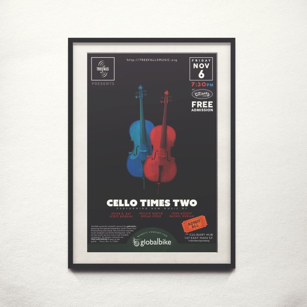 TreefallsMusic's tweet image. An inspiring 2015! CelloTimesTwo premiered SIX new works in benefit concert for @globalbike: ow.ly/Wv4f3