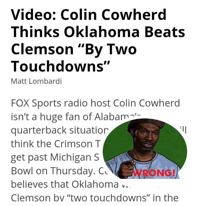 kels843's tweet image. #colincowherd #OrangeBowl #ClemvsOkla #ClemsonvsOU  #Clemson