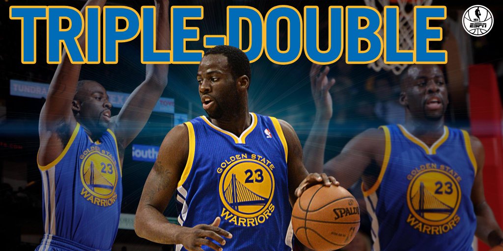 SportsCenter's tweet photo. While you were watching football... Draymond Green picks up his 5th triple-double of year as Warriors beat Rockets. https://t.co/45iql0W2sR