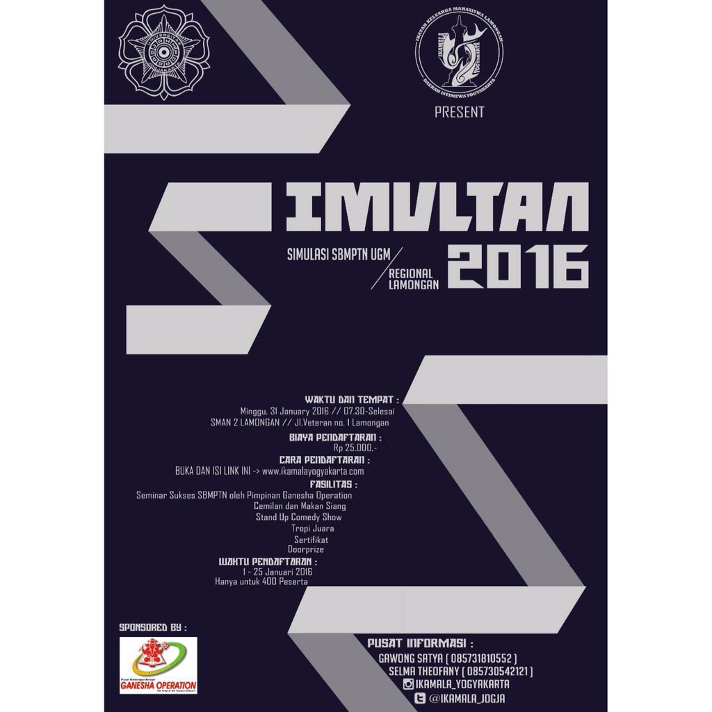 SIMULTAN #3
Pendaftaran dibuka mulai hari ini, buruan daftar, kuotaaa terbatas loh..