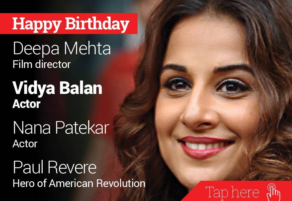 Newsflicks: Happy Birthday Deepa Mehta, Vidya Balan, Nana Patekar, Paul Revere 