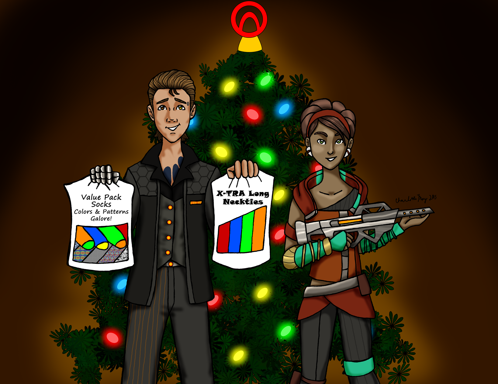Only Rhys would be excited about socks and neckties.