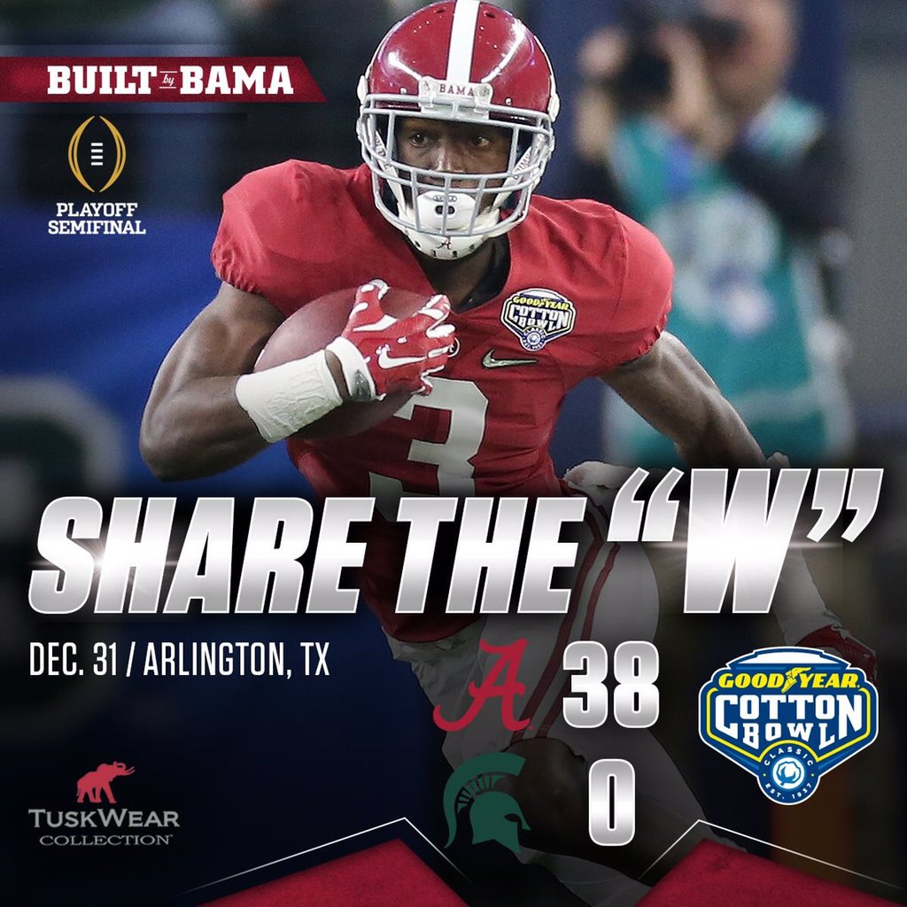 Kfredricks87's tweet photo. TIDE WIN! #convincingly What a game! #champs #crushclemson #rollnicksabantide https://t.co/Gw5Whj0KUa