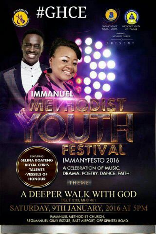 XtianEventsgh's tweet photo. Immanuel Methodist Youth Festival
#Immanyfesto #DeeperWalk
#JanuaryEvents
#GHCE
#ChristAnswers https://t.co/Qa4oI8rLRr