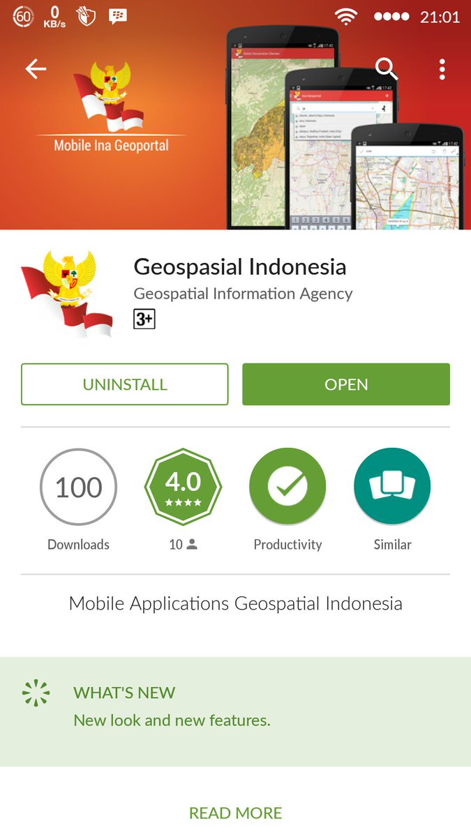 . BIG <a href="/InfoGeospasial/">Badan Informasi Geospasial</a> bikin app Geospasial Indonesia (mobile InaGeoportal) utk Android&amp;IOS, udah coba belum?!