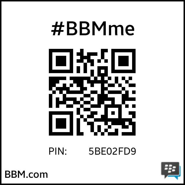 #BBMme PIN: 5BE02FD9
pin.bbm.com/5BE02FD9