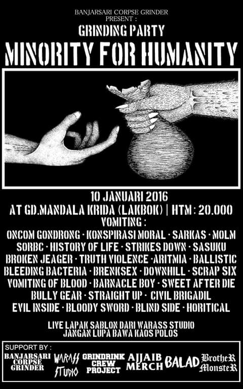 Movement must go on!
BANJARSARI CORPSE GRINDER present | GRINDING PARTY I | 10 Jan 2016 at Gd Mandala Krida (Lakbok)
