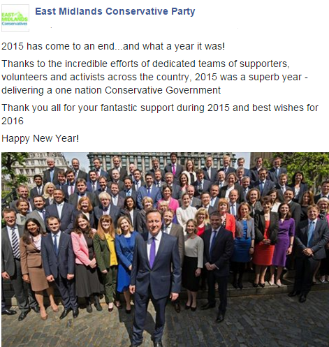 EastMidsTory's tweet image. Happy New Year on behalf of the East Midlands Region Team.

Our very best wishes for 2016.