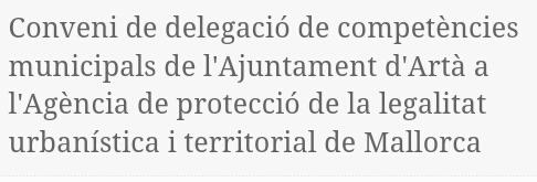 AlternativaArta's tweet image. Conveni de delegació competències #disciplinaurbanística #sòlrústic #BOIB #Artà #ADU caib.es/eboibfront/ca/…