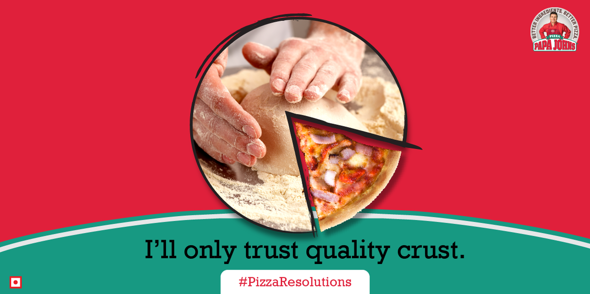 PapaJohnsIN's tweet photo. We ensure every part of our pizza is better. Start 2016 with a better Pizza from Papa John’s #PizzaResolutions https://t.co/mYzUTOAzhS