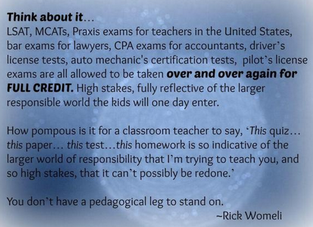If you still don't believe in redos &amp; retakes, then take a moment &amp; read this: #edchat via <a href="/rickwormeli2/">Rick Wormeli</a> #education