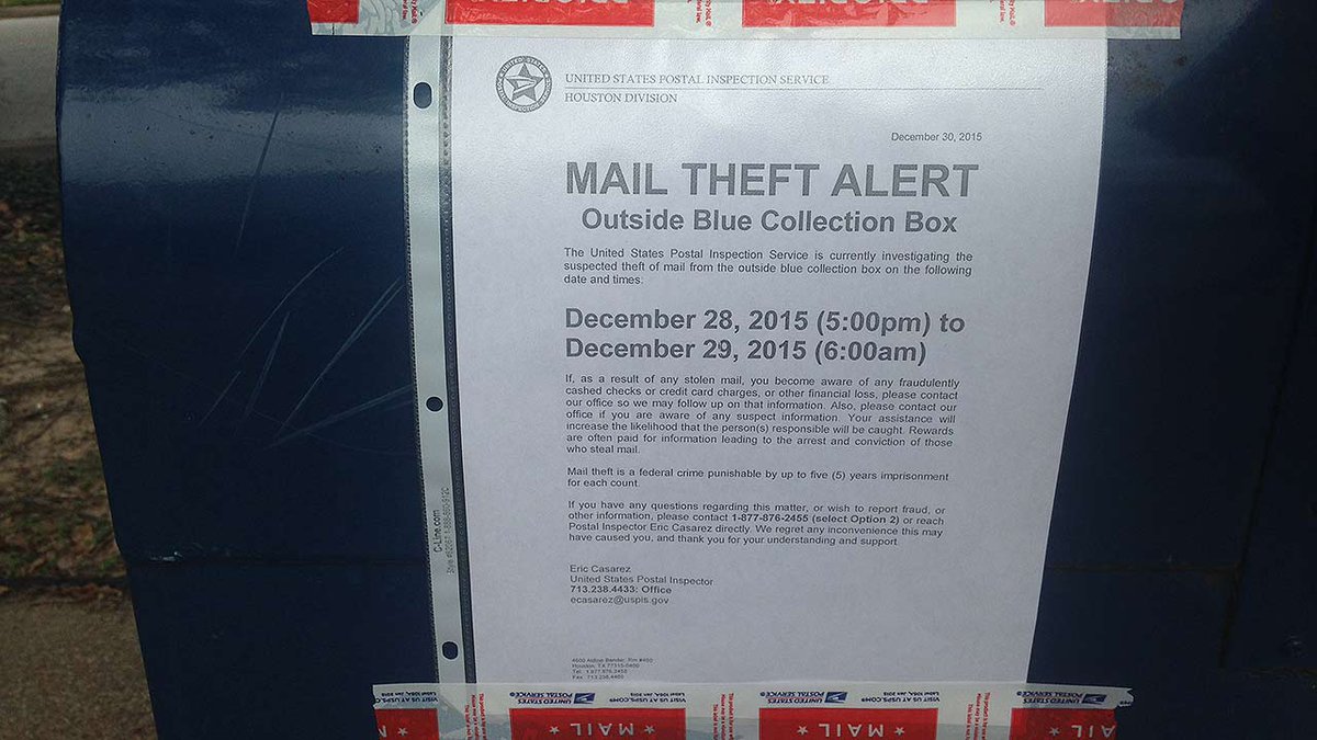 abc13houston's tweet photo. Thieves target mail boxes at two Katy area post office locations: https://t.co/T74VUbHdVU #abc13 #hounews https://t.co/loU2I5jP4U