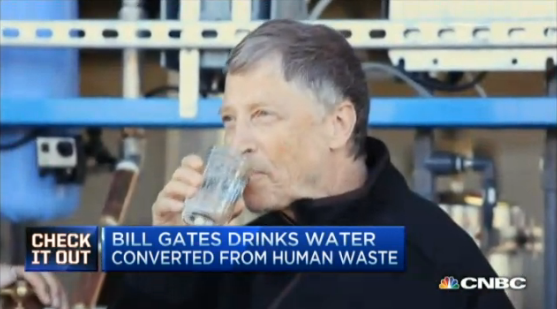 CNBC's tweet photo. Bill Gates, a true believer in technology, drank water made from human waste #MostRTed2015 https://t.co/Ct0xCxLMaj https://t.co/YPobBfqlc2