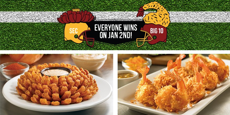 Outback's tweet photo. Kicking off the 30th @OutbackBowl with 30 winners! Retweet and you could win a $10 gift card. #EveryoneWins https://t.co/s5n818XHY4