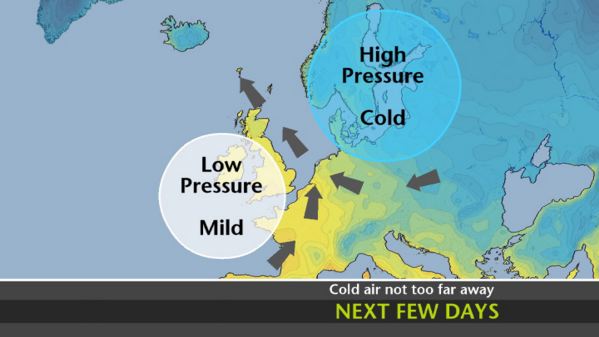 metoffice's tweet photo. #Cold air across Scandinavia may approach Scotland and NE England for a time next week, as an easterly flow develops https://t.co/zCfgT1SNeG