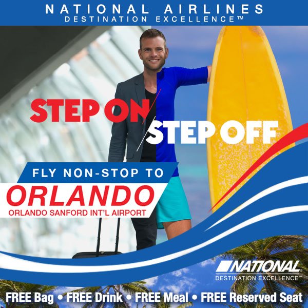 GoNationalAir's tweet image. #NationalAirlines offers non-stop service from #Orlando to three exciting destinations. #StepOnStepOff