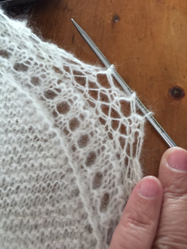 lettuceknit's tweet photo. It's done. Now how to block a 7ft shawl when you have cats... #handcombed #cashmere #shawl #knitting https://t.co/8jBdRhQqkg