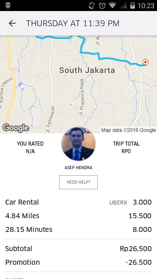 ekamiauw's tweet photo. @Uber_JKT Last trip with Uber on NYE. Dapet promo terus. Betah makenya. 😁 #UberFREETIX https://t.co/R2clNkHGVs