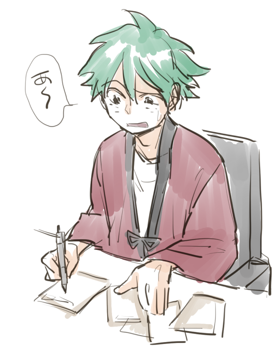 年賀状が描き終わらないデクちゃん 