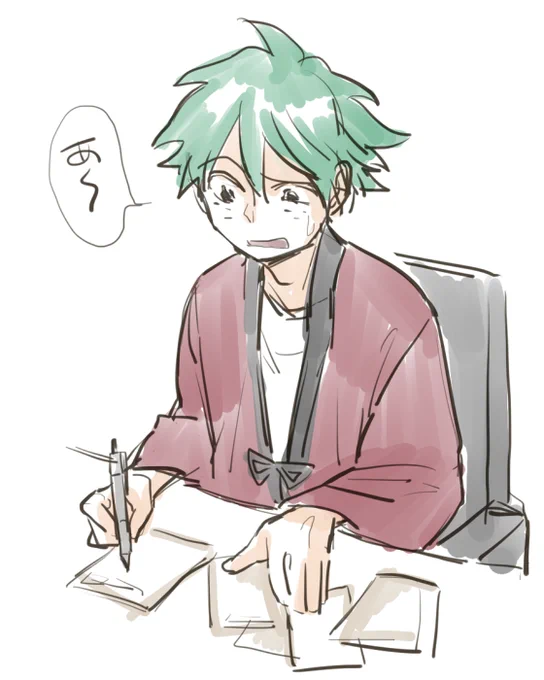年賀状が描き終わらないデクちゃん 